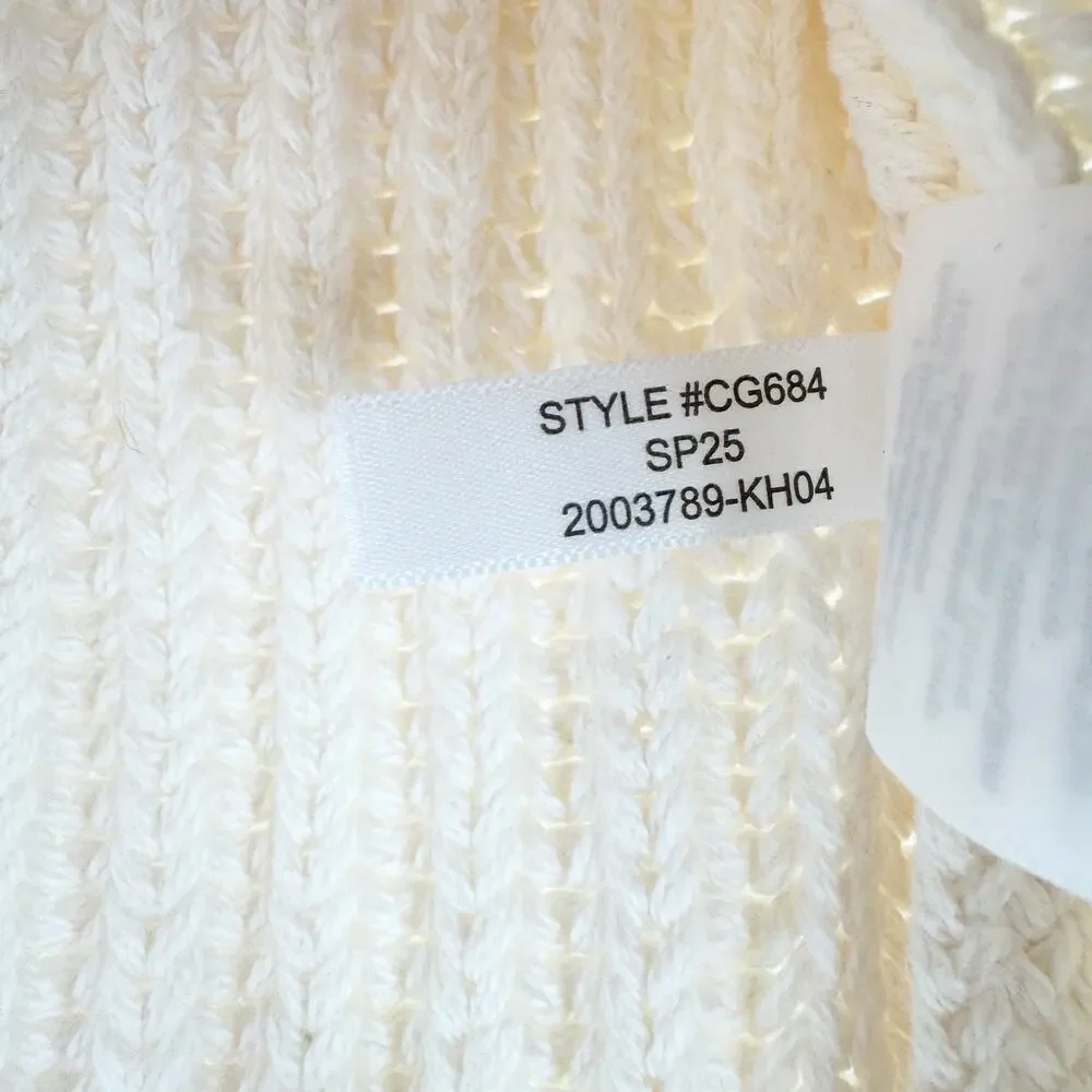 J. Crew Heritage Cotton Fisherman Crewneck Sweater Antique White Size XS NWT